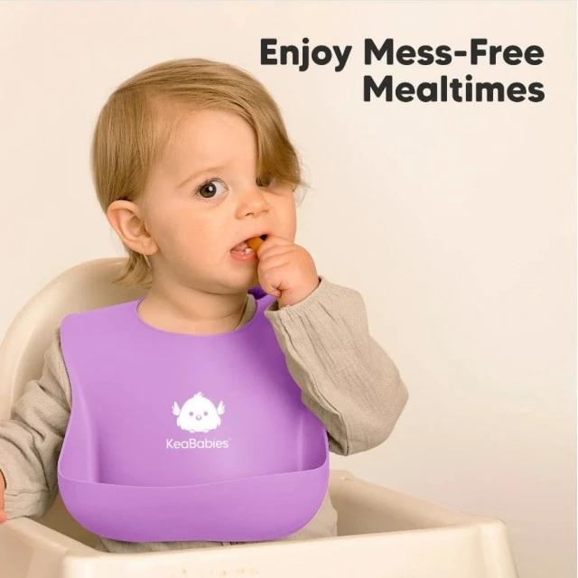 Σαλιάρες σιλικόνης 2 τεμάχια Ροζ/Μωβ Kea Babies