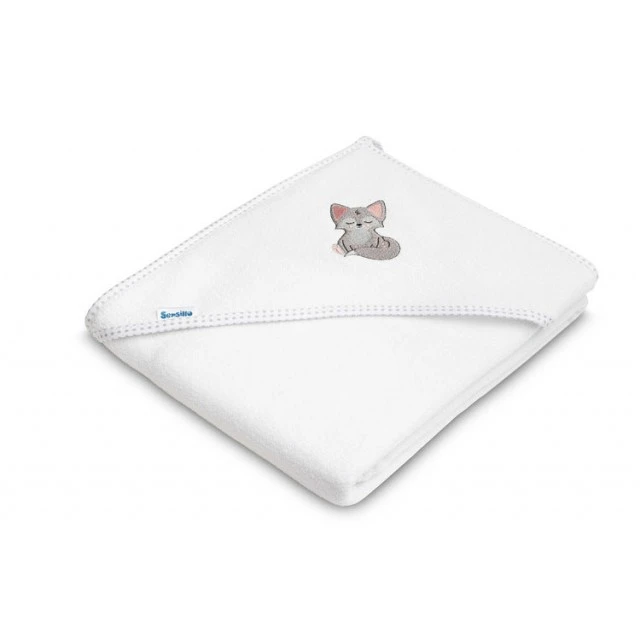 Πετσέτα μωρού με κουκούλα 100X100 Wolf White Sensillo