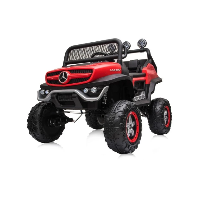 Ηλεκτροκίνητο τζιπ Mercedes UNIMOG κόκκινο EVA, δερμάτινο