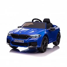 Ηλεκτρικό αυτοκίνητο BMW M5 μπλε, ελαστικά EVA, δέρμα