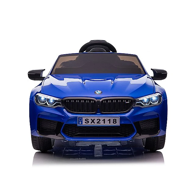 Ηλεκτρικό αυτοκίνητο BMW M5 μπλε, ελαστικά EVA, δέρμα