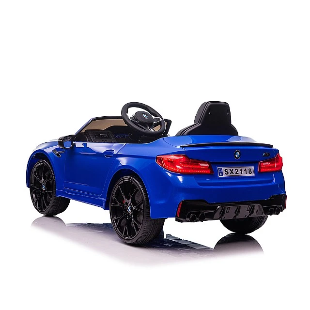 Ηλεκτρικό αυτοκίνητο BMW M5 μπλε, ελαστικά EVA, δέρμα