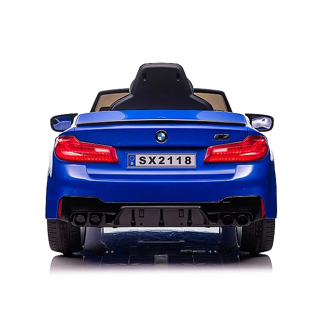 Ηλεκτρικό αυτοκίνητο BMW M5 μπλε, ελαστικά EVA, δέρμα