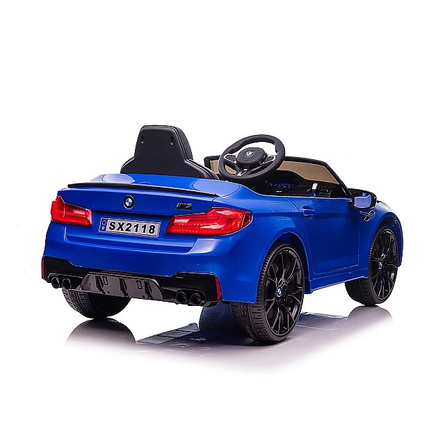 Ηλεκτρικό αυτοκίνητο BMW M5 μπλε, ελαστικά EVA, δέρμα