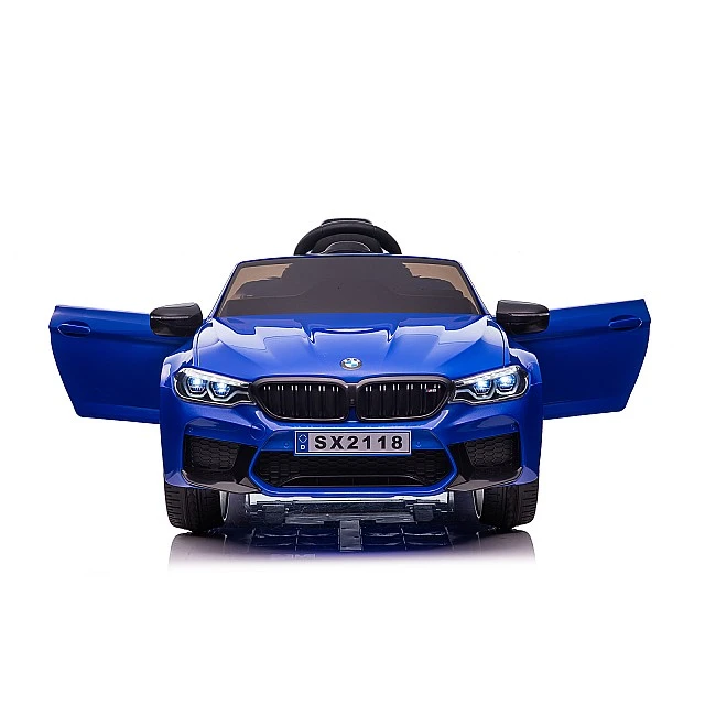 Ηλεκτρικό αυτοκίνητο BMW M5 μπλε, ελαστικά EVA, δέρμα