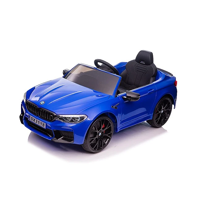 Ηλεκτρικό αυτοκίνητο BMW M5 μπλε, ελαστικά EVA, δέρμα