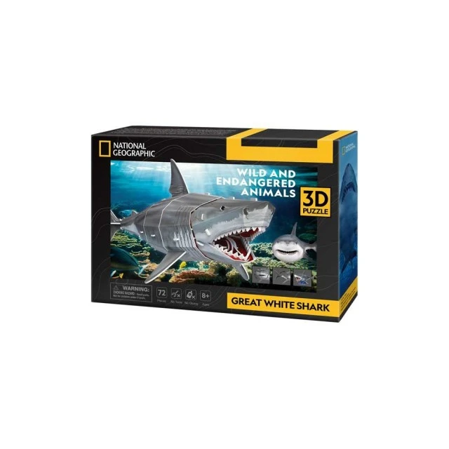 CubicFun Παζλ 3D National Geographic Μεγάλος λευκός καρχαρίας 72 τεμ.