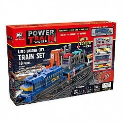 POWER TRAIN εμπορικό τρένο με βαγόνι μεταφοράς αυτοκινήτου 68 τεμ.