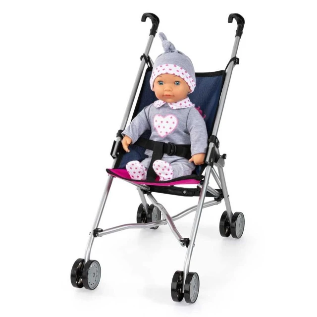 BAYER BUGGY καρότσι κούκλας μπλε με μονόκερο 27x51x55cm.