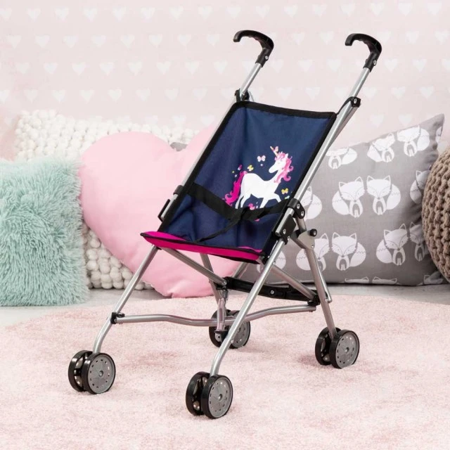 BAYER BUGGY καρότσι κούκλας μπλε με μονόκερο 27x51x55cm.