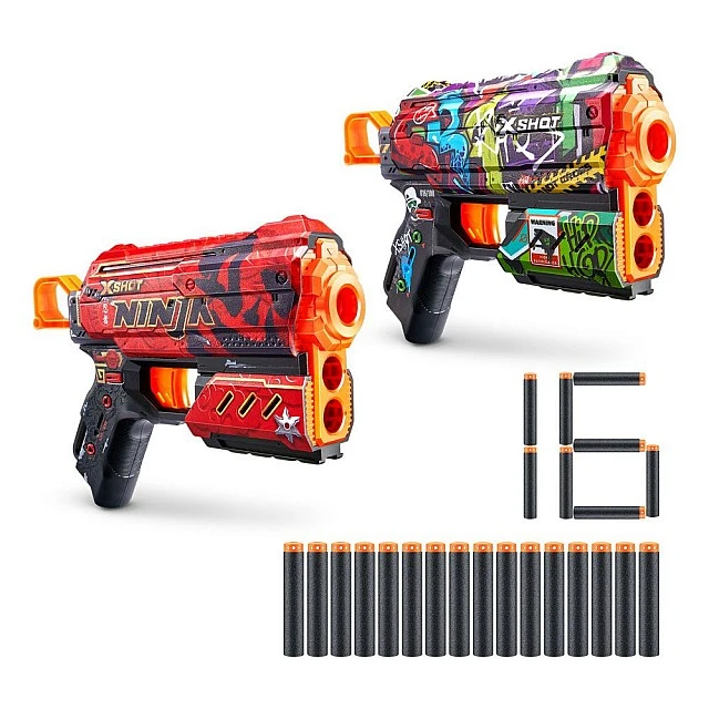 X Shot SKINS Δύο blaster με 16 απαλά βέλη Flux