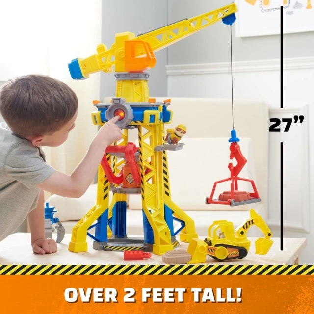 Paw Patrol Rubble και Crew Crane με εφέ ήχου και φωτός, μίνι μπουλντόζα και κουτάβι