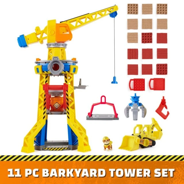Paw Patrol Rubble και Crew Crane με εφέ ήχου και φωτός, μίνι μπουλντόζα και κουτάβι