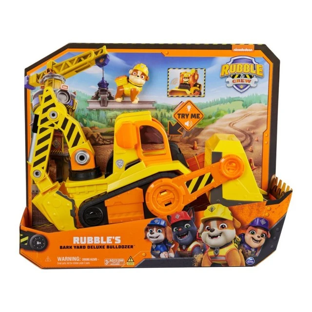 Paw Patrol Rubble and Crew Construction μηχάνημα με εφέ ήχου και φωτός και κουτάβι Rubble