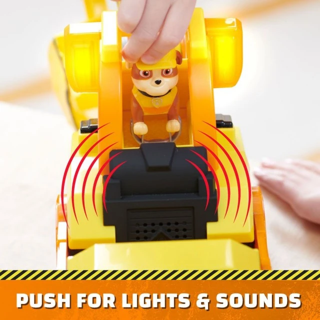 Paw Patrol Rubble and Crew Construction μηχάνημα με εφέ ήχου και φωτός και κουτάβι Rubble