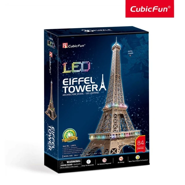 CubicFun Παζλ 3D με LED φώτα EIFFEL TOWER L091h