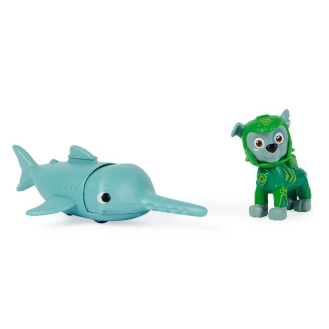 PAW PATROL Aqua Pups φιγούρα Rocky με υποβρύχιο φίλο πριονόψαρο
