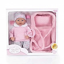 Κούκλα BAYER Reborn 38εκ. με καλάθι