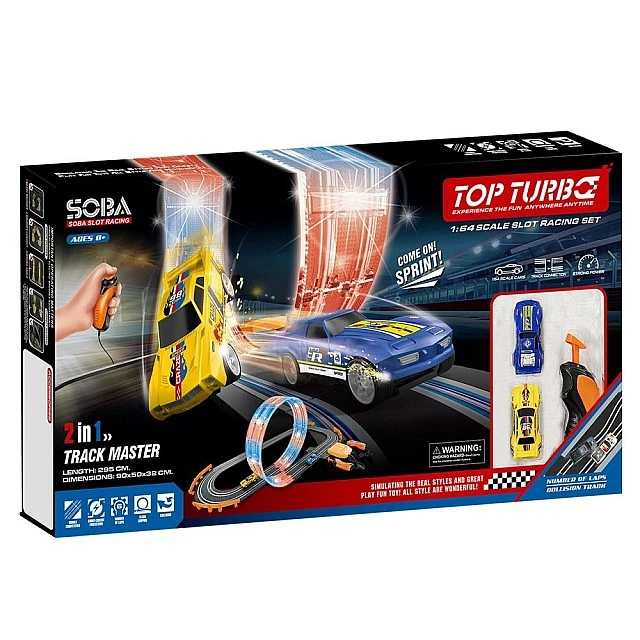 Πίστα αγώνων SOBA Top Turbo Looping με φώτα 2 αυτοκίνητα 1:64 295εκ.