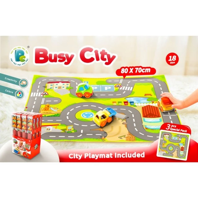 Kiddy Go χαλί με 3 μίνι αυτοκίνητα Busy City
