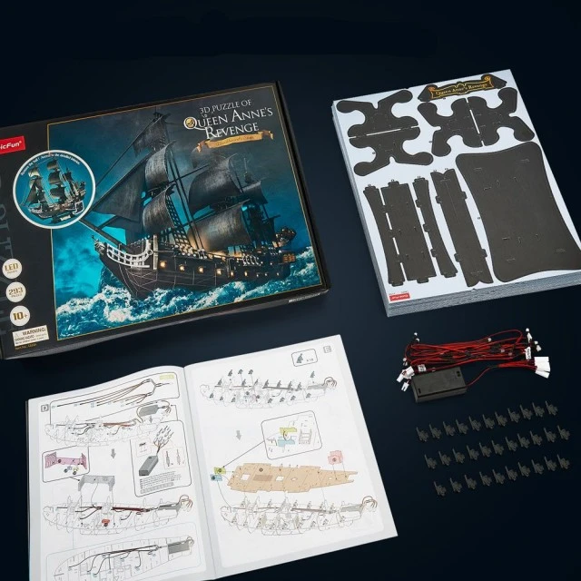 CubicFun Παζλ 3D Queen Anne’s Revenge 293 τεμ. με LED φώτα
