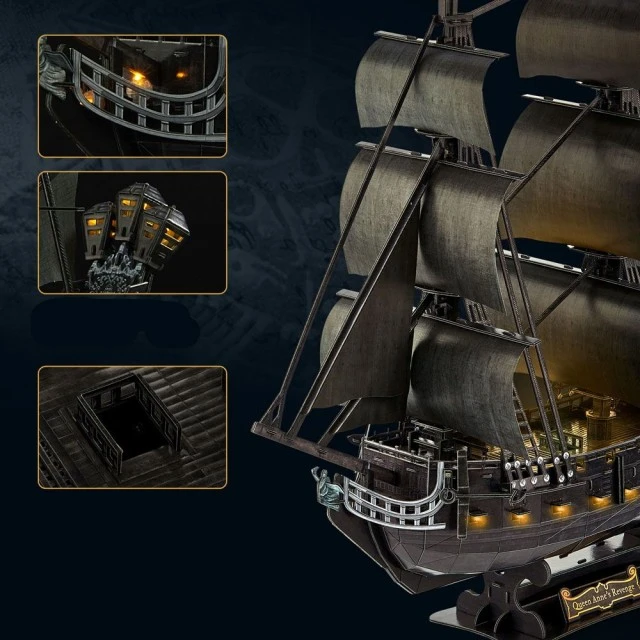 CubicFun Παζλ 3D Queen Anne’s Revenge 293 τεμ. με LED φώτα