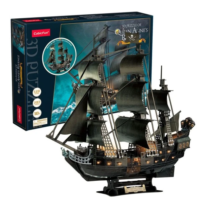 CubicFun Παζλ 3D Queen Anne’s Revenge 293 τεμ. με LED φώτα