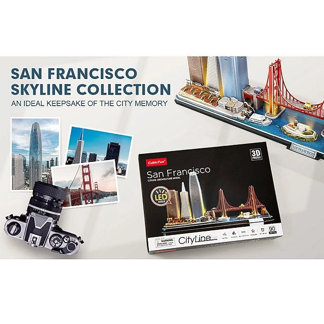 CubicFun Παζλ 3D Cityline San Francisco 90 τεμ. με LED φώτα