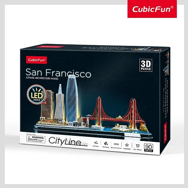 CubicFun Παζλ 3D Cityline San Francisco 90 τεμ. με LED φώτα
