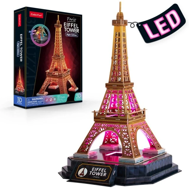 CubicFun 3D Eiffel Tower Paris Night Edition Puzzle με φώτα LED