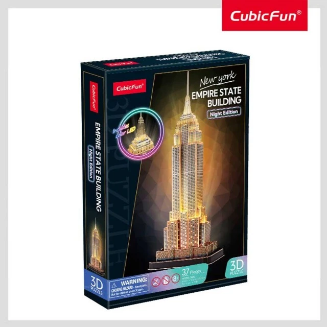 CubicFun Παζλ 3D Empire State Building Night Edition 37 τεμ. με LED φώτα