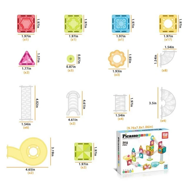 Μαγνητική κατασκευή Picasso STEAM Marble Run Travel 60 τεμάχια