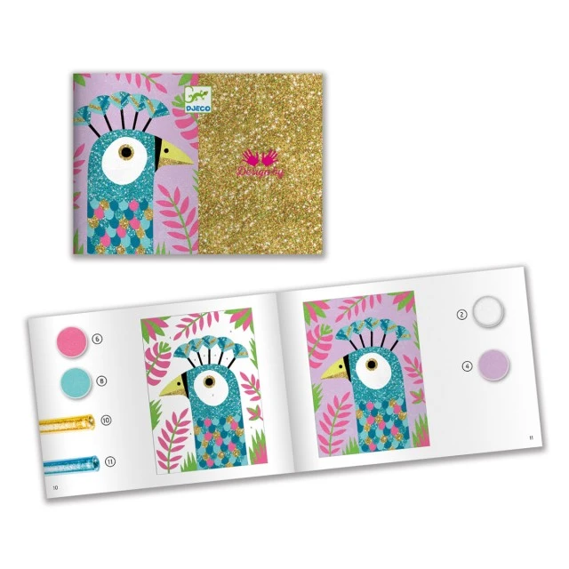 Σετ χρωματισμού μπροκάρ Glitter Birds για παιδιά