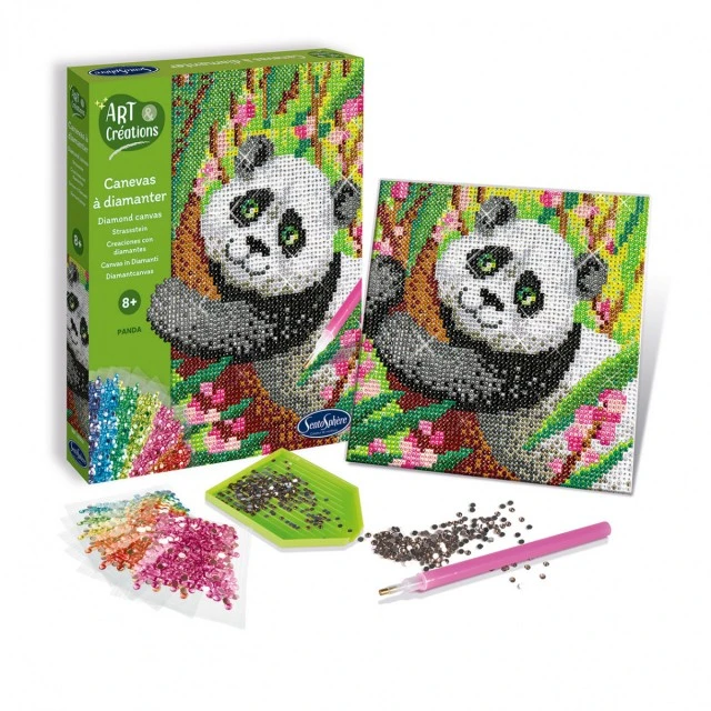 Καμβάς με χρωματιστές πέτρες Panda