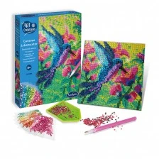 Καμβάς με πολύχρωμα βότσαλα κολιμπρί