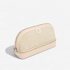 Τσάντα καλλυντικών Raffia, ανοιχτό ροζ χρώμα