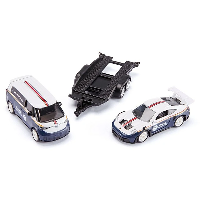 VW ID. Παιχνίδι Buzz με τρέιλερ και αγωνιστικό αυτοκίνητο Porsche