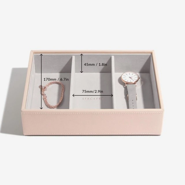 Βαθιά κοσμηματοθήκη 3 τμημάτων Χρώμα ανοιχτό ροζ