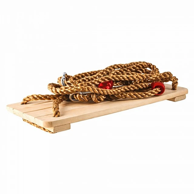 GINGER HOME Παιδική Ξύλινη Κούνια Αυλής με Σχοινιά – Φυσικό Ξύλο, 33 εκ.