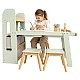 GINGER HOME Παιδικό Τραπέζι Δραστηριοτήτων 3 σε 1 με 2 Καρέκλες, Αισθητηριακό Τραπέζι Άμμου και Νερού, Λευκό και Μαύρο Πίνακα, Ράφι και Οργανωτή, 107x49x78 εκ.