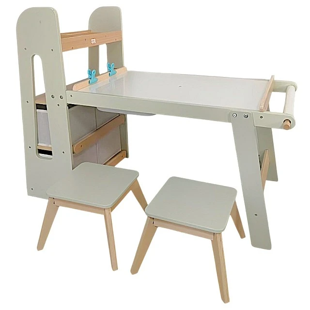 GINGER HOME Παιδικό Τραπέζι Δραστηριοτήτων 3 σε 1 με 2 Καρέκλες, Αισθητηριακό Τραπέζι Άμμου και Νερού, Λευκό και Μαύρο Πίνακα, Ράφι και Οργανωτή, 107x49x78 εκ.