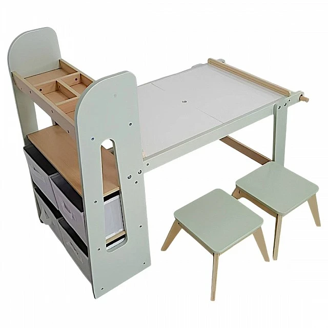 GINGER HOME Παιδικό Τραπέζι Δραστηριοτήτων 3 σε 1 με 2 Καρέκλες, Αισθητηριακό Τραπέζι Άμμου και Νερού, Λευκό και Μαύρο Πίνακα, Ράφι και Οργανωτή, 107x49x78 εκ.