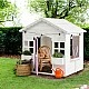 Ξύλινο Παιδικό Σπιτάκι GINGER HOME – Σπιτάκι Κήπου με Παράθυρα και Γλάστρες, Λευκό, 123×106×125 cm