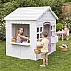 Ξύλινο Παιδικό Σπιτάκι GINGER HOME – Σπιτάκι Κήπου με Παράθυρα και Γλάστρες, Λευκό, 123×106×125 cm