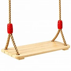GINGER HOME Παιδική Ξύλινη Κούνια Αυλής με Σχοινιά – Φυσικό Ξύλο, 33 εκ.