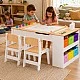 GINGER HOME Παιδικό Ξύλινο Τραπέζι 3 σε 1 με 2 Καρέκλες, Πίνακα Σχεδιασμού, Οργανωτή και Ρολό Χαρτιού, 109x60x55 εκ.