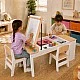 GINGER HOME Παιδικό Ξύλινο Τραπέζι 3 σε 1 με 2 Καρέκλες, Πίνακα Σχεδιασμού, Οργανωτή και Ρολό Χαρτιού, 109x60x55 εκ.