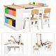 GINGER HOME Παιδικό Ξύλινο Τραπέζι 3 σε 1 με 2 Καρέκλες, Πίνακα Σχεδιασμού, Οργανωτή και Ρολό Χαρτιού, 109x60x55 εκ.