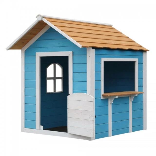 Ξύλινο Παιδικό Σπιτάκι GINGER HOME – Για Παιχνίδια Ρόλων, Αυλή και Κήπο, Μπλε, 118×138×132,5 cm