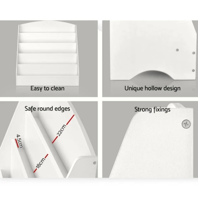 Παιδικό Ράφι GINGER HOME, Organizer με Ράφια για Βιβλία και Περιοδικά, Ξύλινο, Λευκό, 80x30x80 cm.